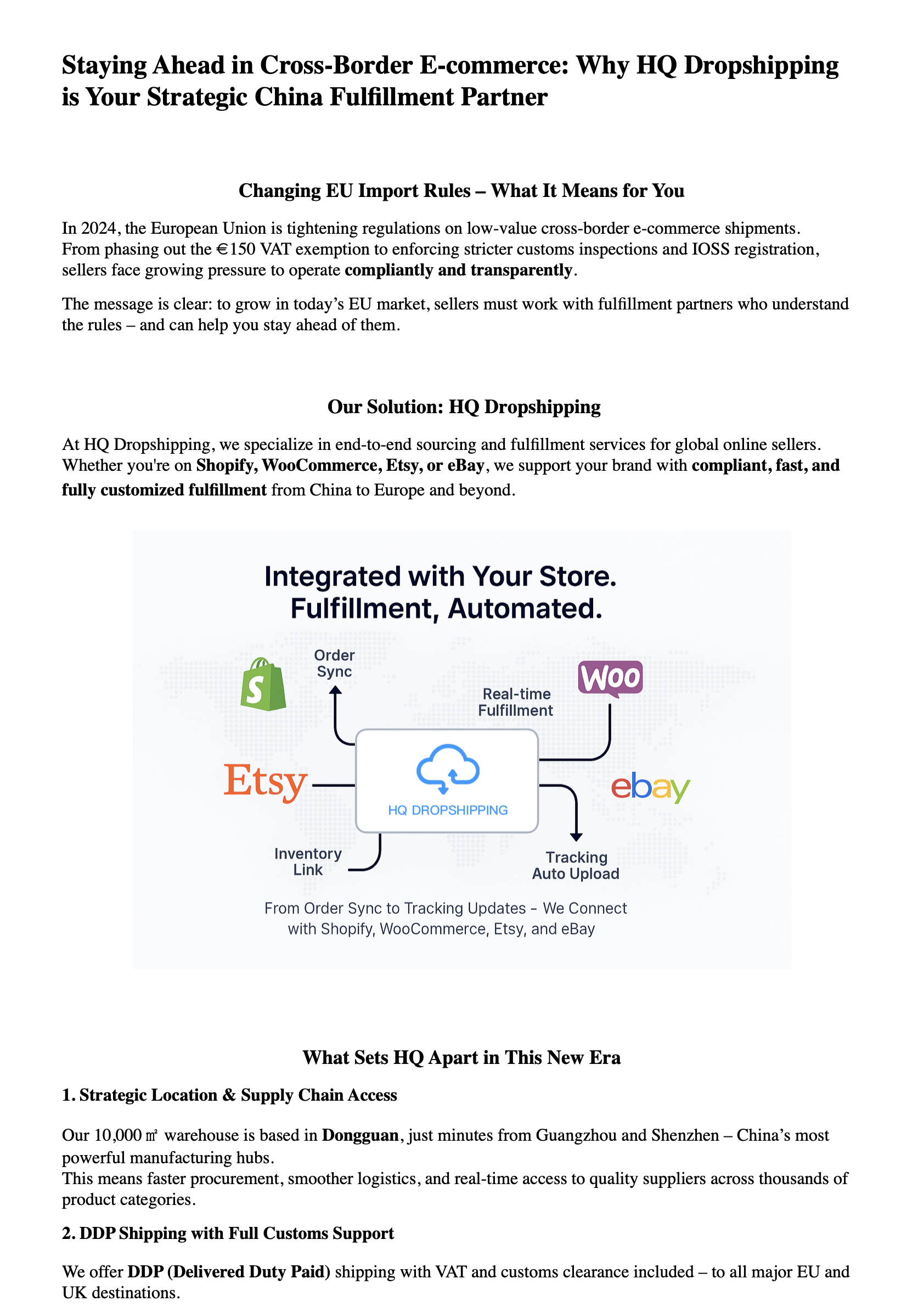 Automated Shopify, WooCommerce, Etsy, and eBay Order Fulfillment with HQ Dropshipping